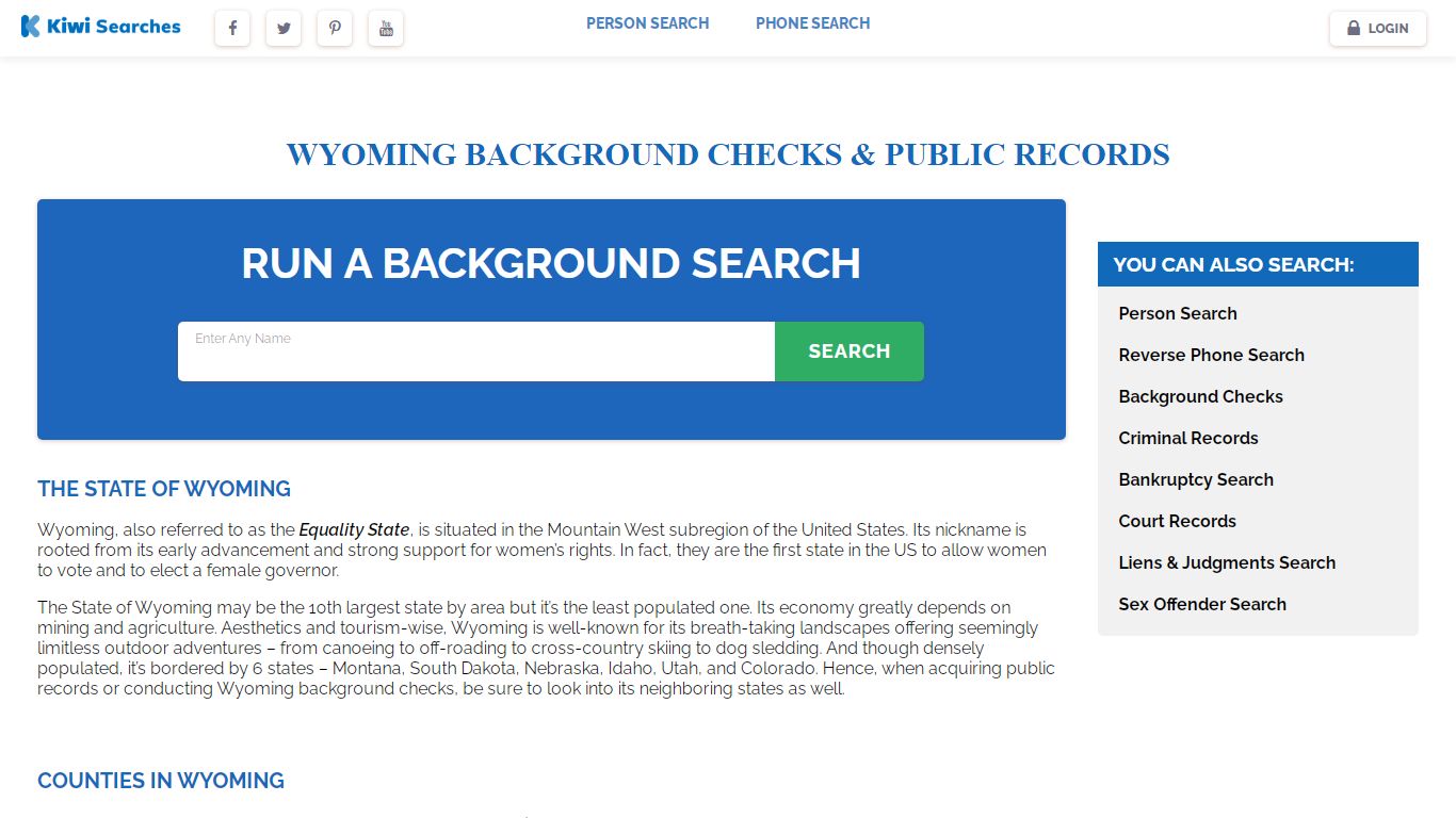 Wyoming Background Checks & Public Records | Kiwi Searches